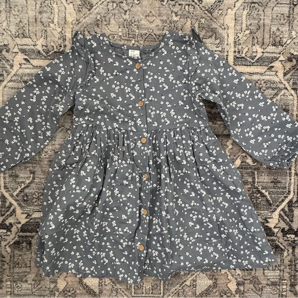 H&M Other - H&M Gray Blue Floral Kids Dress